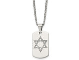 Mens Stainless Steel Star of David Dogtag Pendant Necklace with Chain